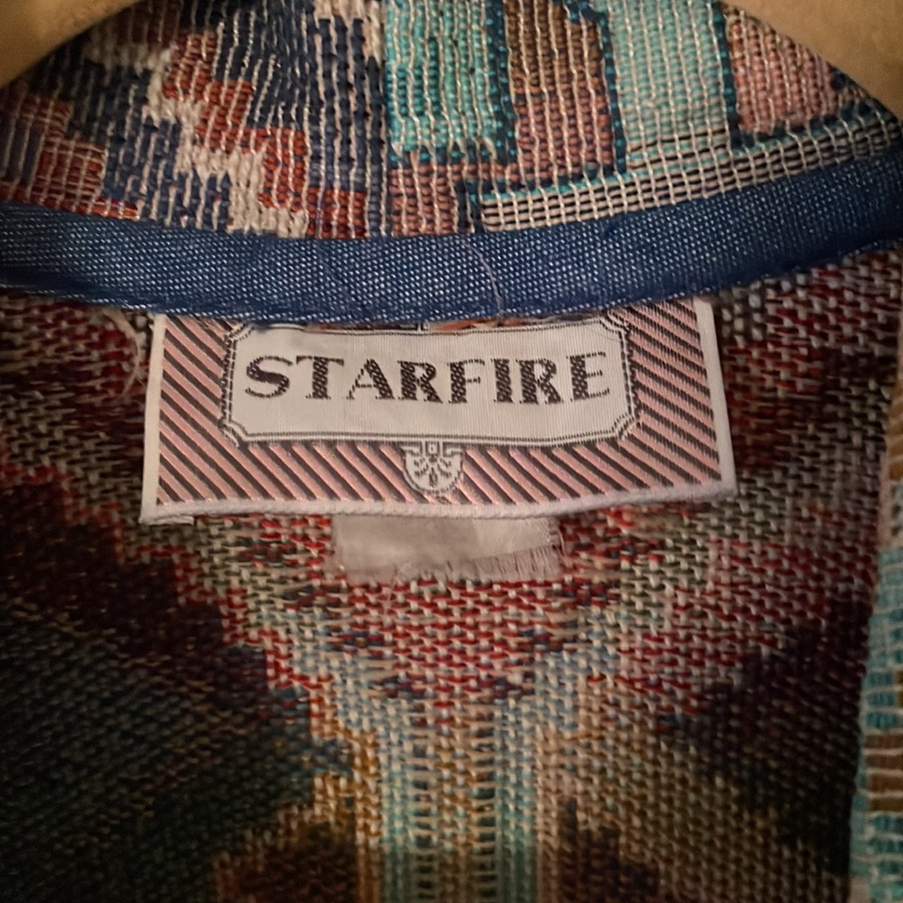 Vintage Starfire Single-Breasted Textile Southwestern Boho Blazer with Fringe - Picture 2 of 5